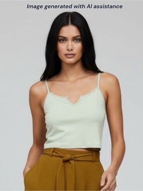 NWT Free World XS contrast trim green shades cropped tank